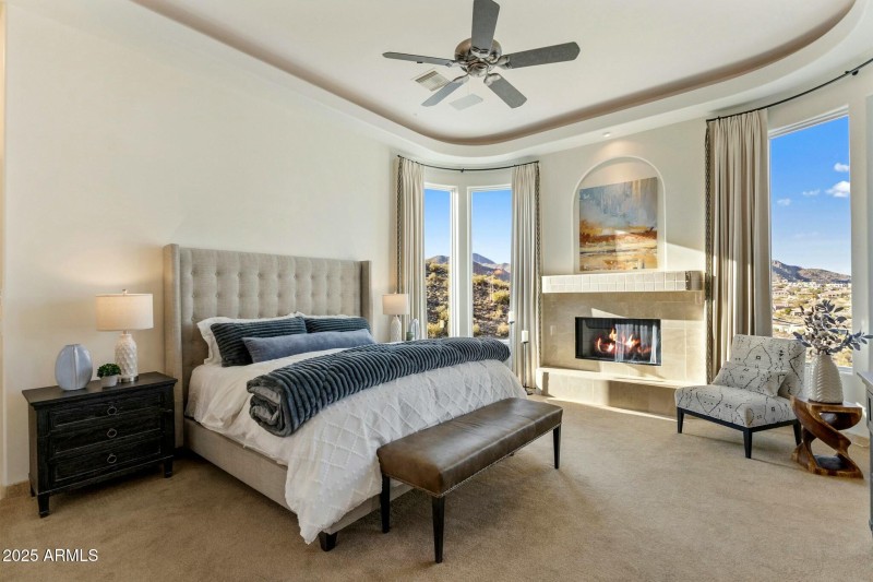 Primary Ensuite with Views + Fireplace