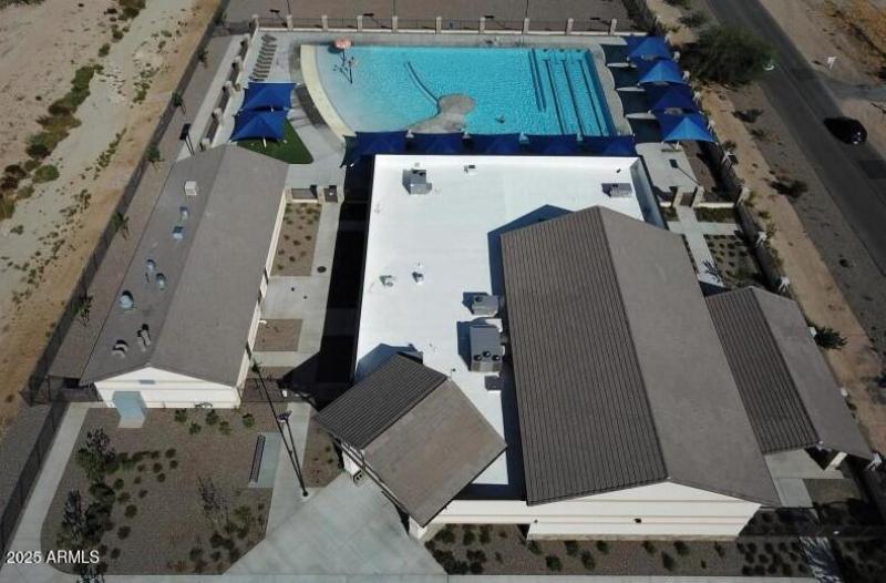 Community Pool & Clubhouse Aerial View