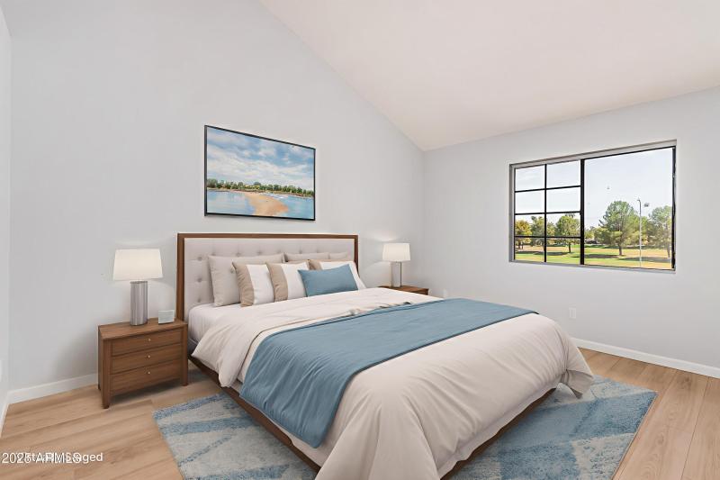 virtually staged master bedroom