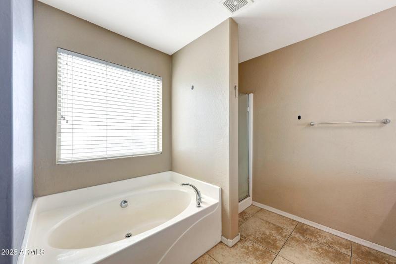 Separate shower and tub