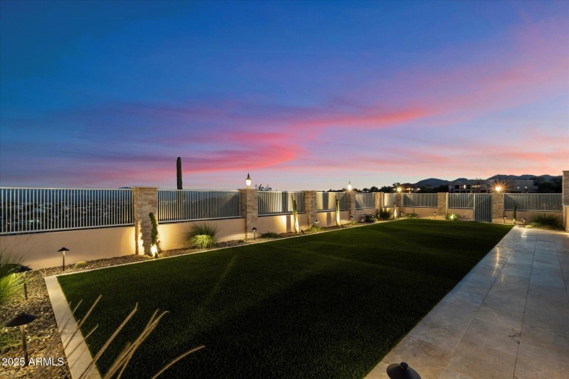 Low-Maintenance Green Space at Sunset