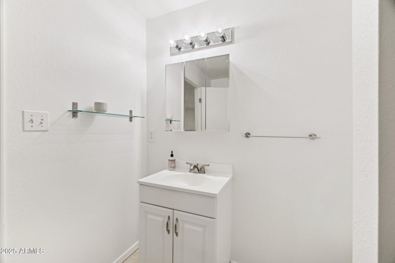 Double shelves and updated vanity