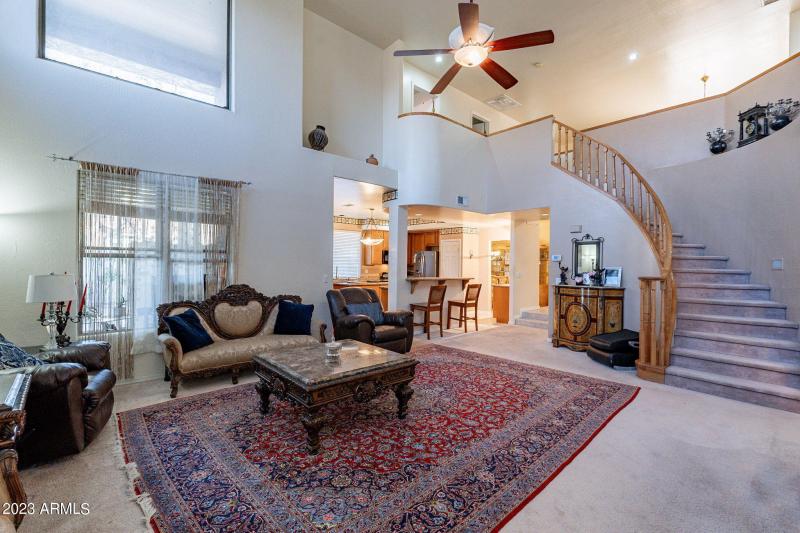 Living room with staircase