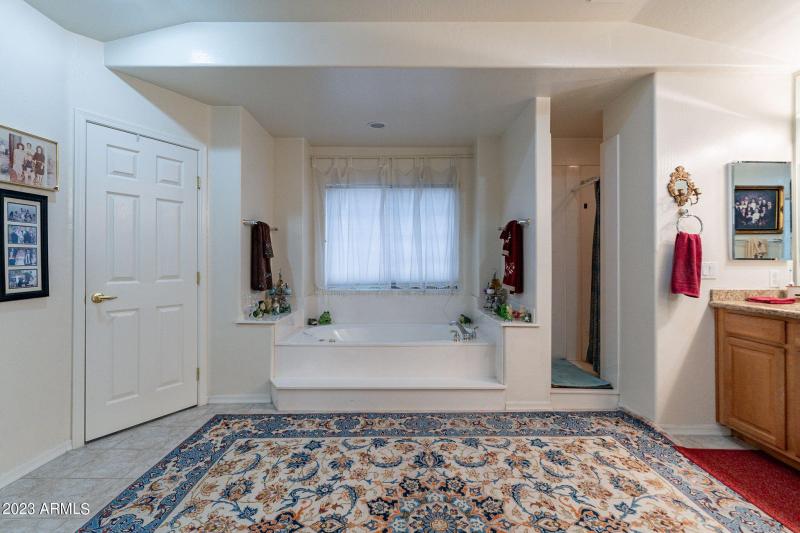 Primary bathroom with walkin closet