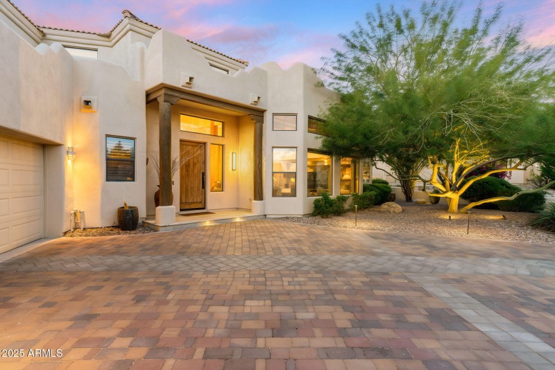 Pavered Driveway and Elegant Entry