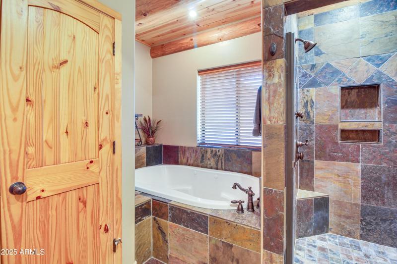 Large soaker tub and heated floors