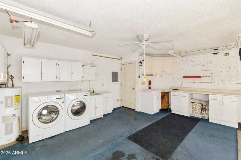 Laundry inside garage