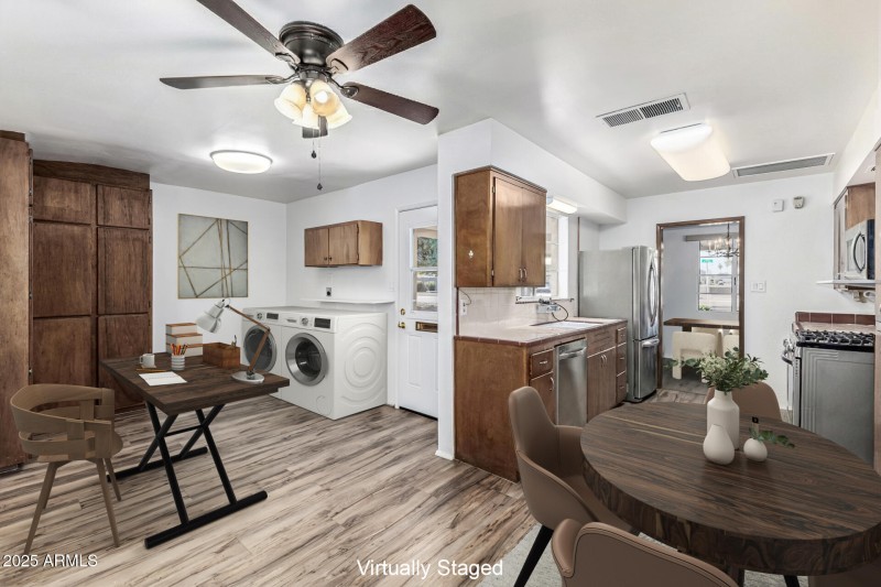 Kitchen Nook Laundry Virtually Staged