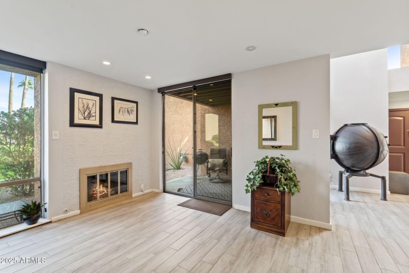 Living Room, Patio Fireplace