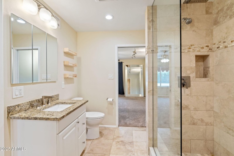 Updated vanity, mirror, lighting