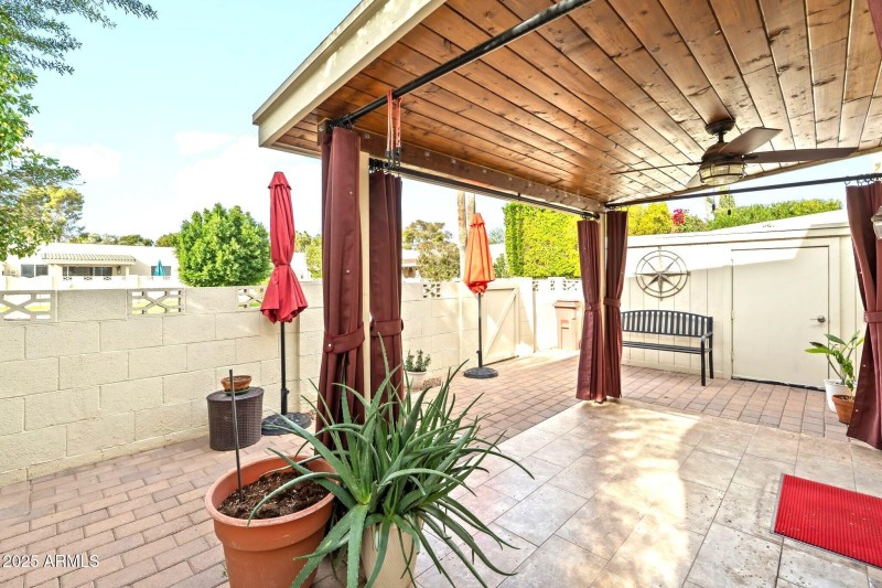 Wood beamed patio cover