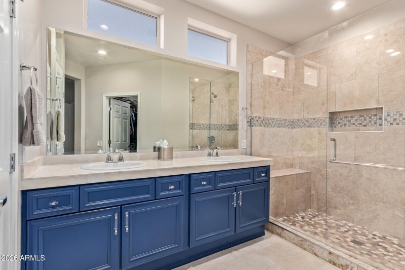 Master Bath w/ dual sinks glass shower