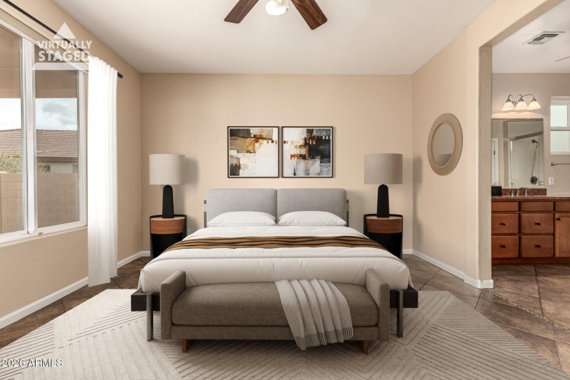 Primary bedroom virtually staged