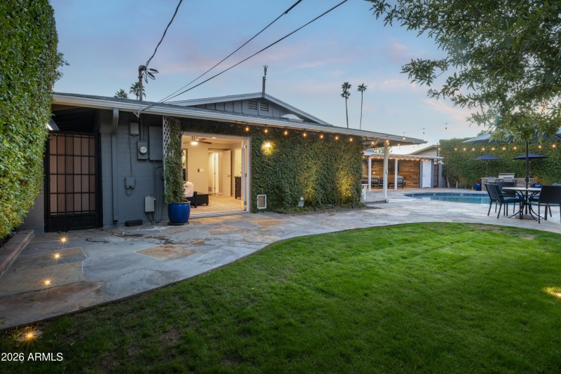 Backyard to primary bedroom