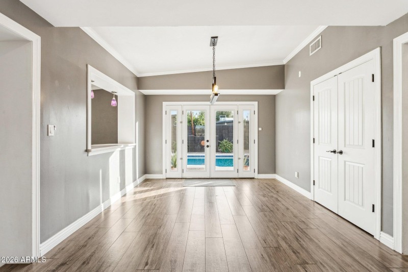 Dining room open to rear yard