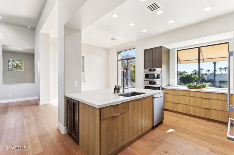 Kitchen Island with Wine Fridge