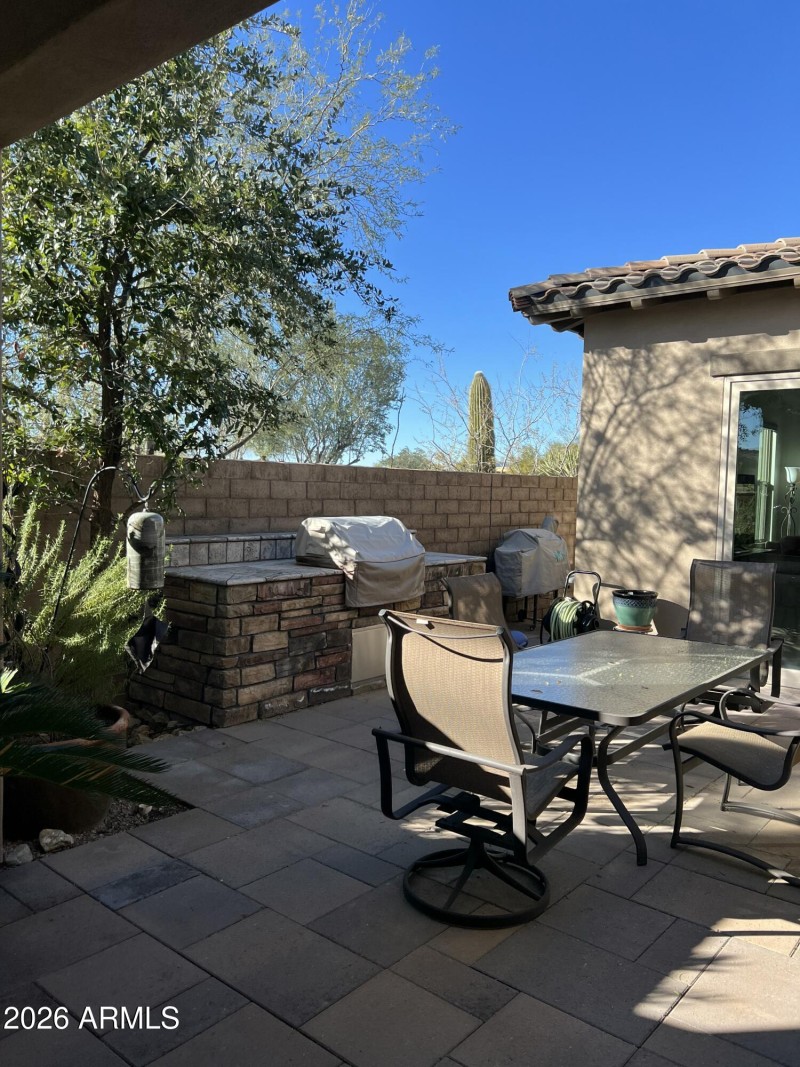 Built-in BBQ in interior courtyard