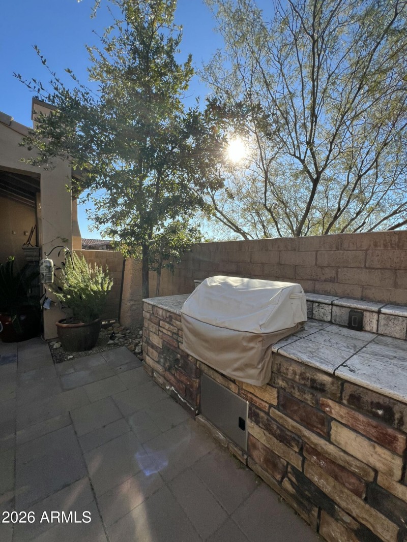 Built-in BBQ in interior courtyard