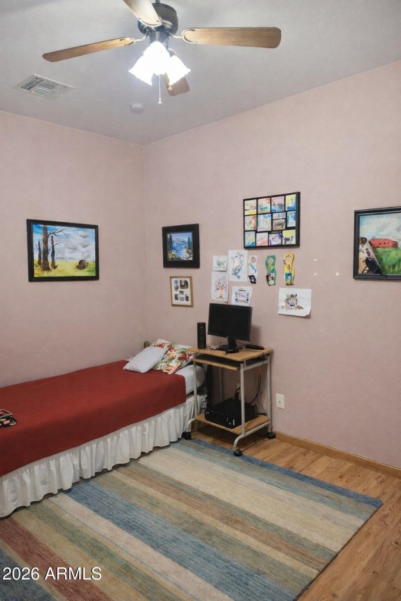 Cozy bedroom with colorful accents