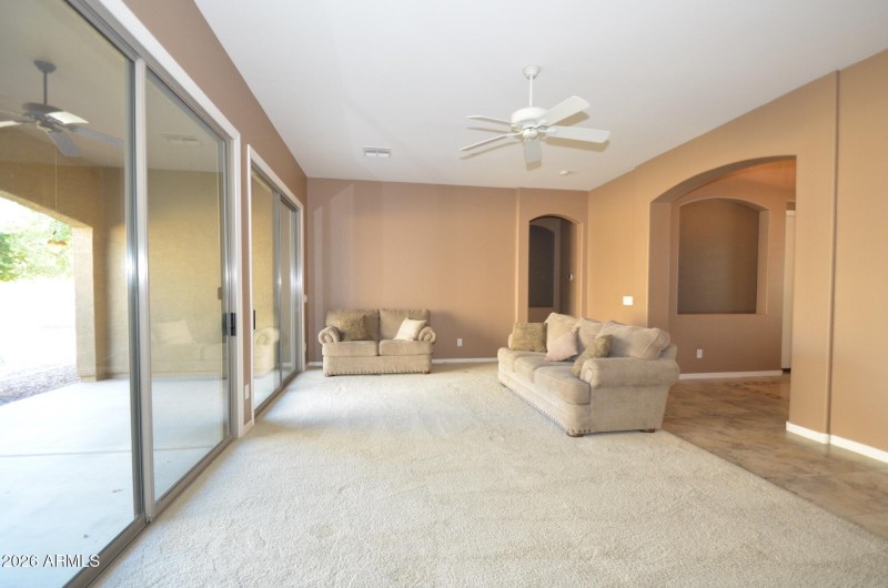 Formal living room with dual sliders