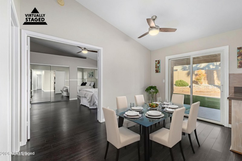 Virtually staged dining area