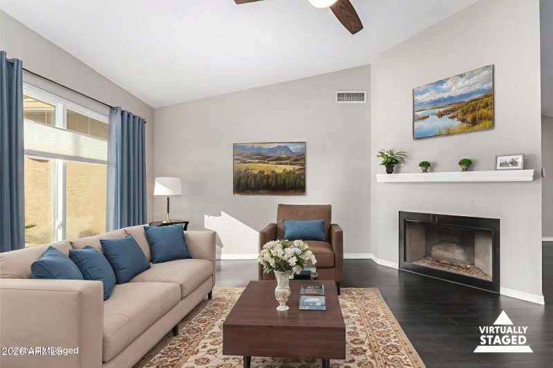 Virtually staged living room