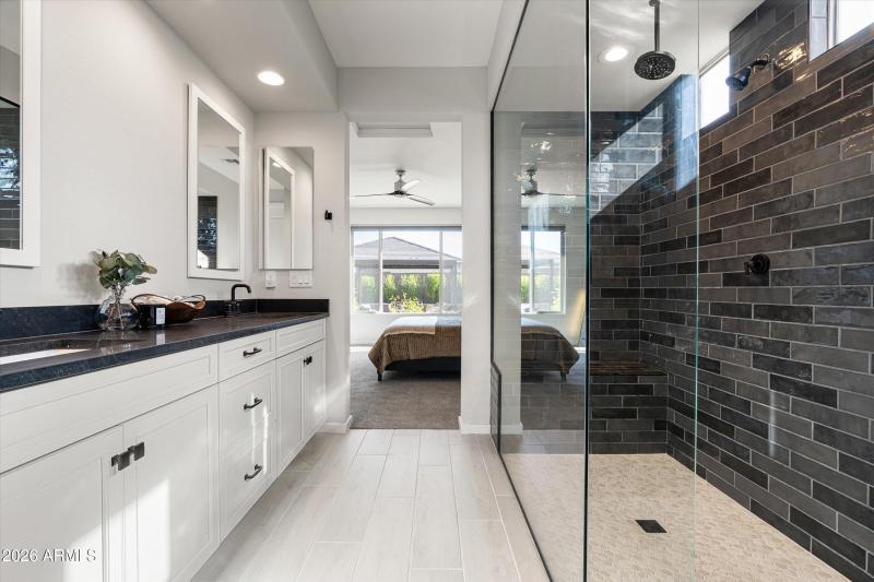 Primary Bathroom View to Bedroom