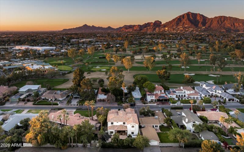 Aerial view with Camelback mountain