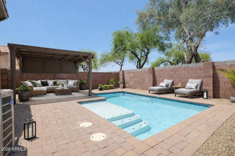 Virtually Staged Pool and Pergola