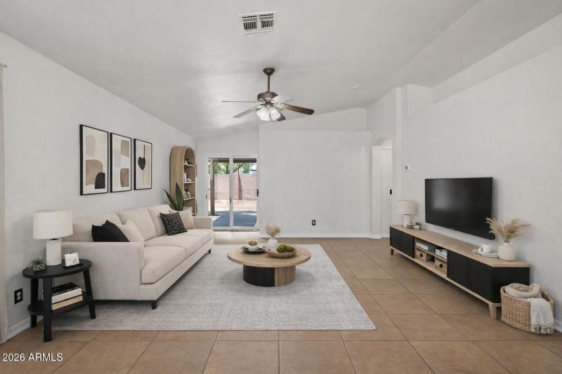 Virtually Staged Great Room Looking Towa