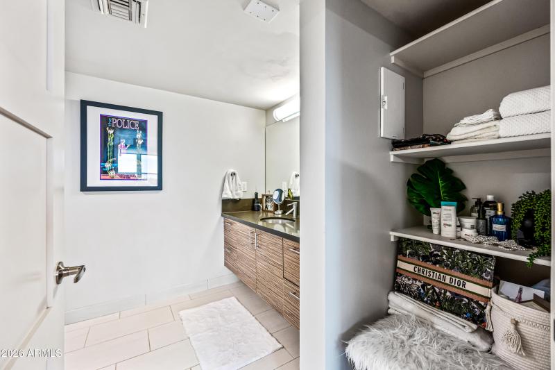 Storage and main bathroom