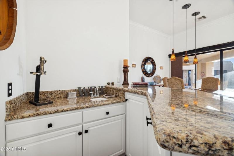 Wet bar near dining room