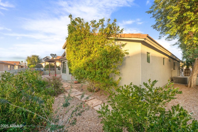 Backyard view with shade trees