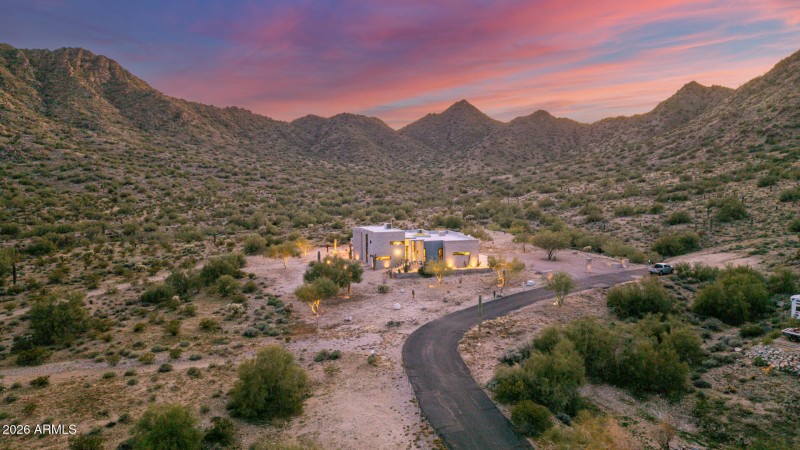 Aerial view with mountain vistas