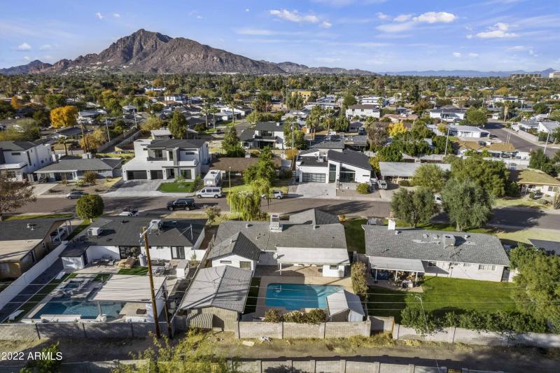 Aerial with Camelback and Backyard