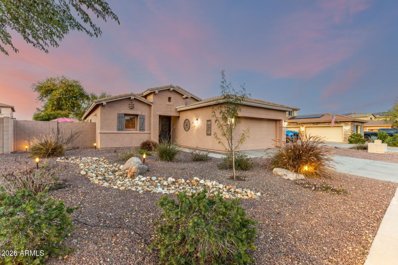 Street view at twilight
