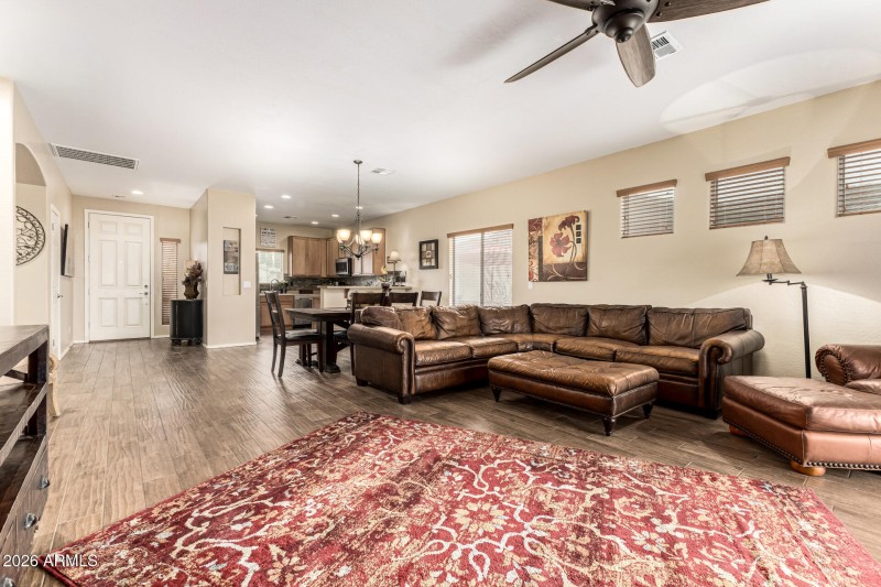 View of great room and kitchen area