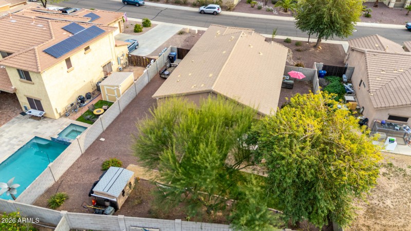 Beautiful backyard, shade trees