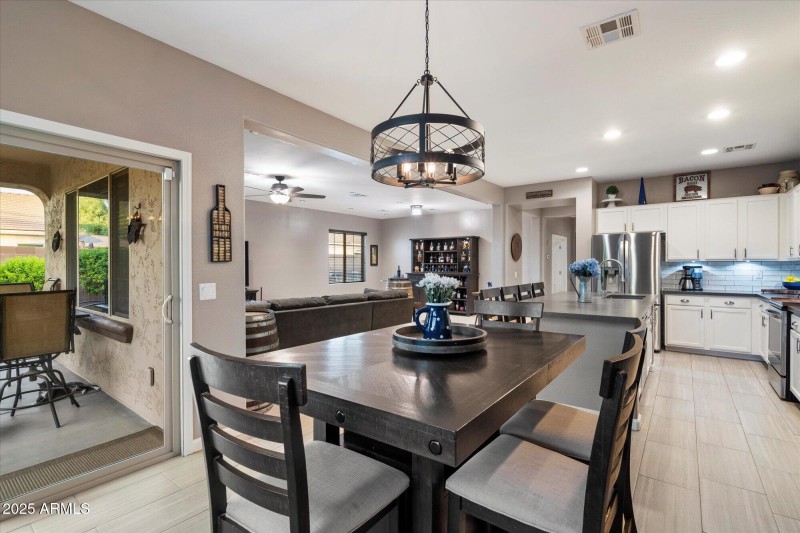 Dining Space with Statement Lighting