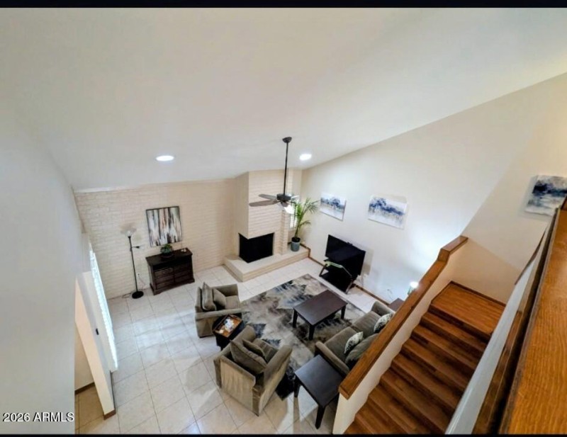 Looking down from loft