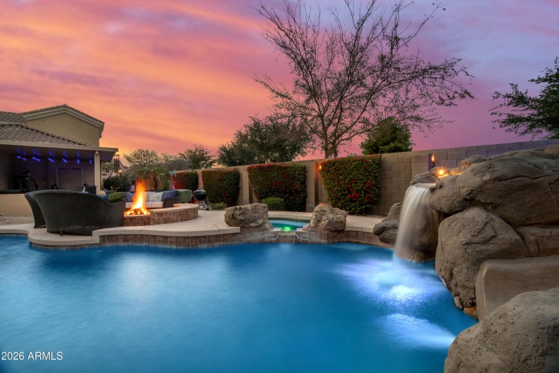 04-Backyard Pool Waterfall View