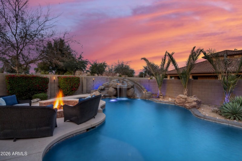 05-Backyard Pool Waterfall View