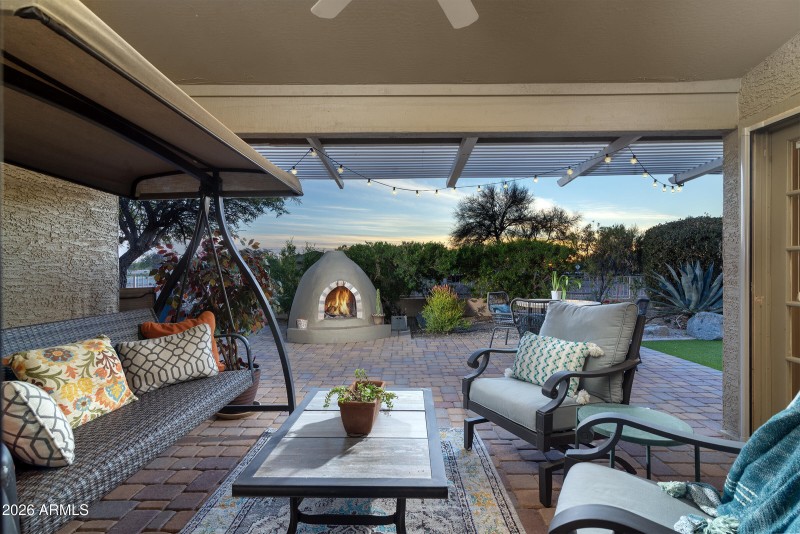 Covered patio seating