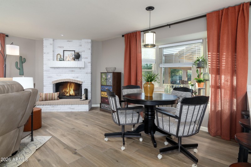 breakfast by fireplace