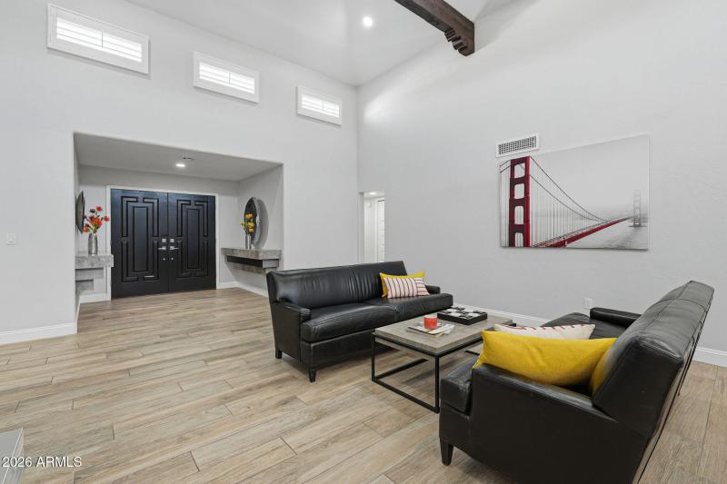 Same wood-look porcelain tile throughout