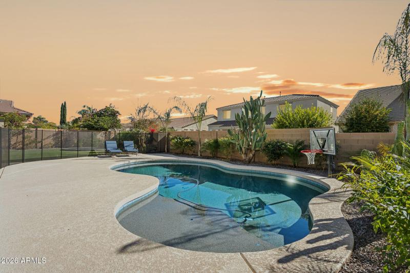 Sunset over the pool