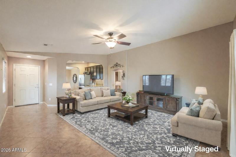 Modern living room with cozy furnishings