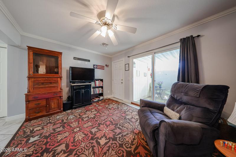 Bonus room opens to patio