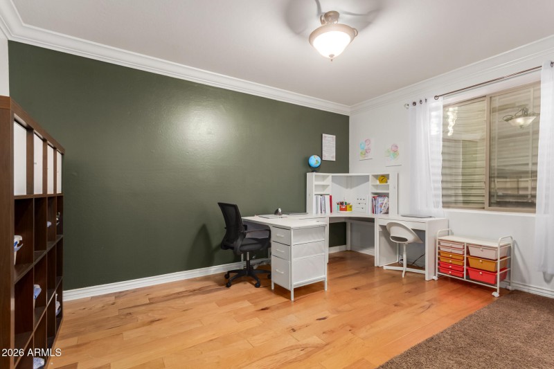 Kids study area in basement