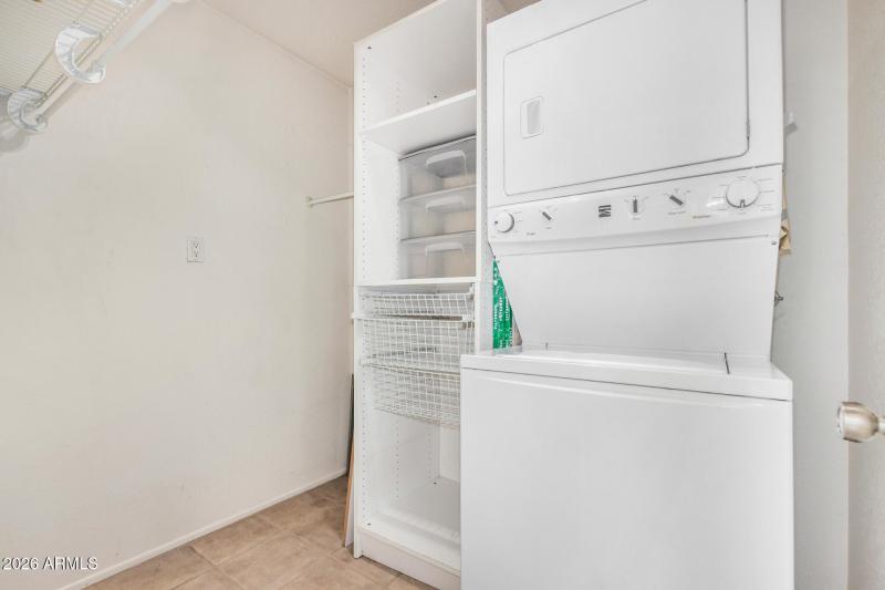 Stackable washer and dryer upstairs
